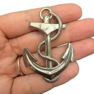 Vintage Jewelry Silver Tone Anchor Brooch Nautical Pin Navy Jewelry Sailor pin